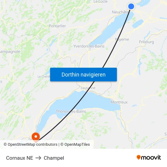 Cornaux NE to Champel map