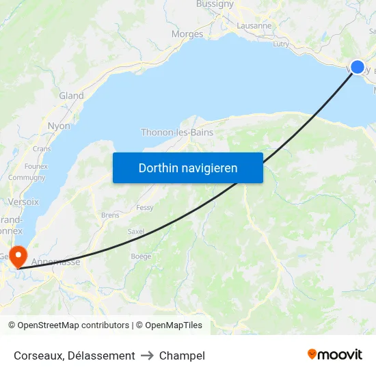 Corseaux, Délassement to Champel map