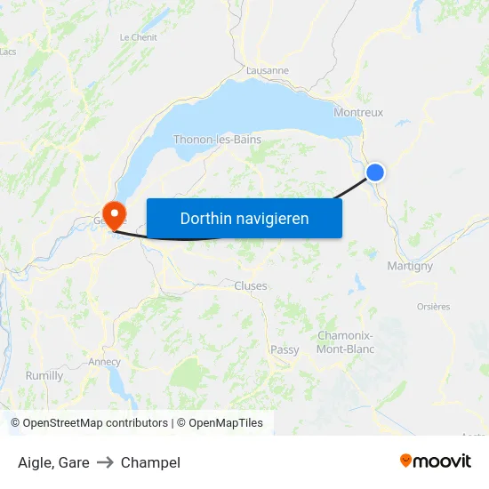 Aigle, Marjolin to Champel map