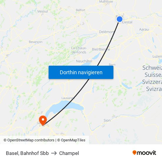 Basel, Bahnhof Sbb to Champel map