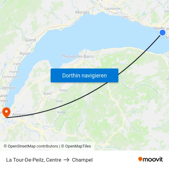 La Tour-De-Peilz, Centre to Champel map