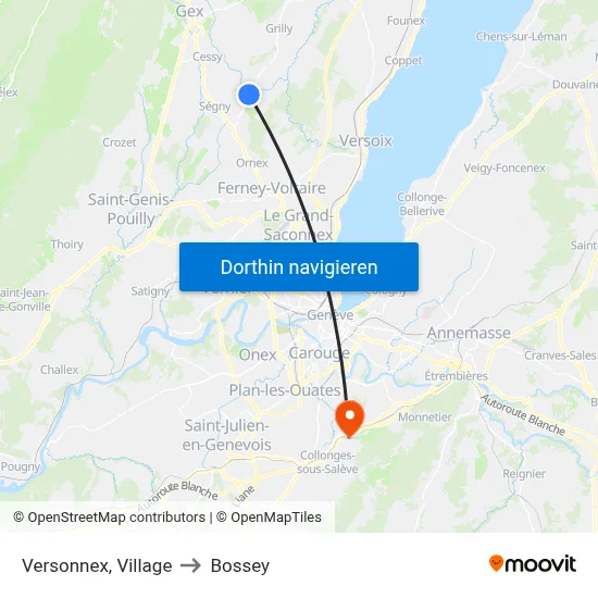 Versonnex, Village to Bossey map