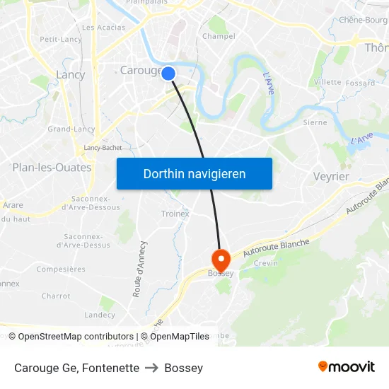 Carouge Ge, Fontenette to Bossey map