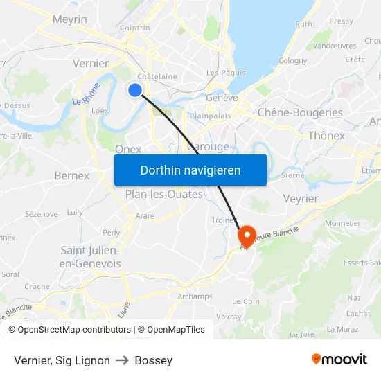 Vernier, Sig Lignon to Bossey map