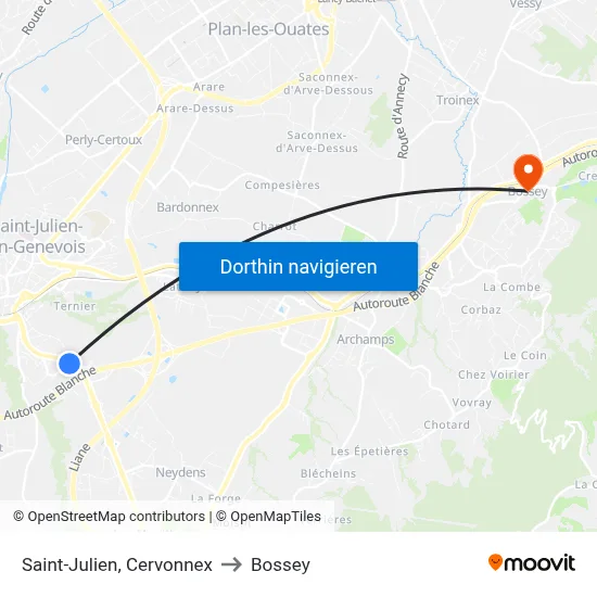 Saint-Julien, Cervonnex to Bossey map