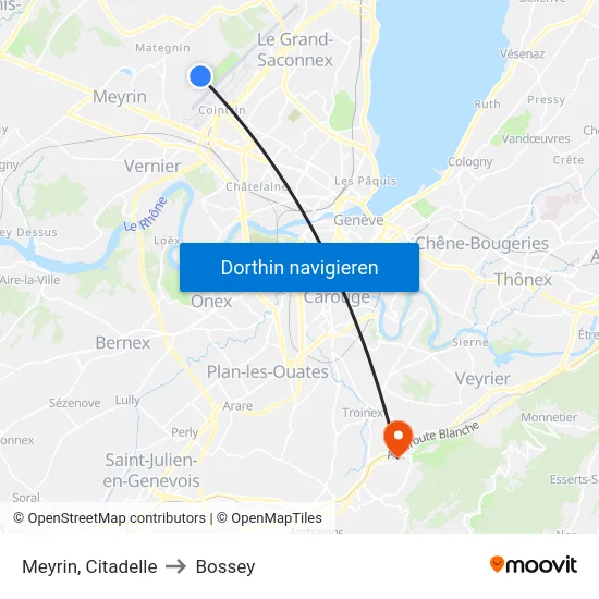 Meyrin, Citadelle to Bossey map