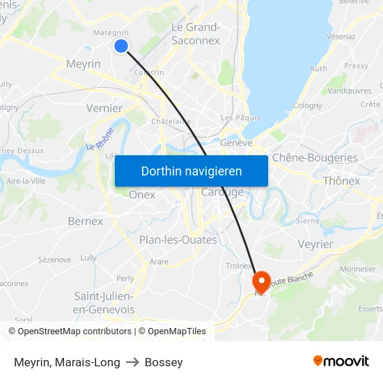 Meyrin, Marais-Long to Bossey map