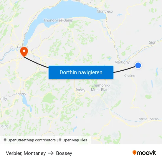 Verbier, Montaney to Bossey map