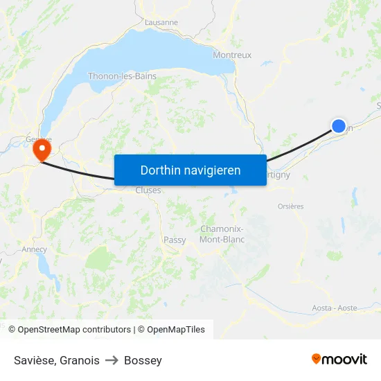 Savièse, Granois to Bossey map