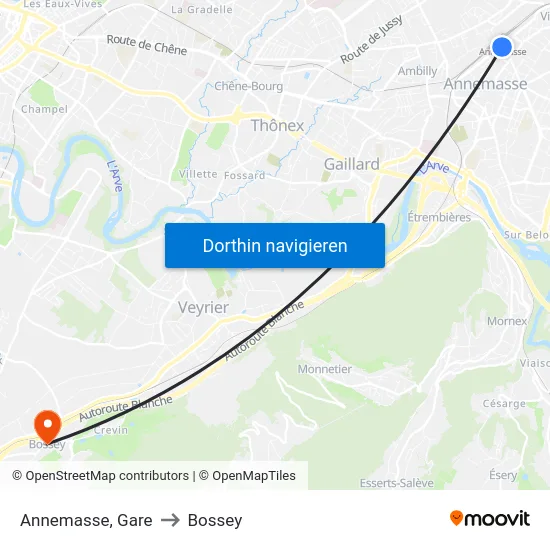 Annemasse, Gare to Bossey map