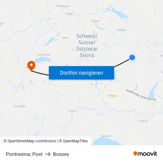 Pontresina, Post to Bossey map