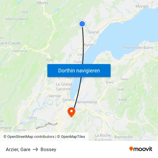 Arzier, Gare to Bossey map