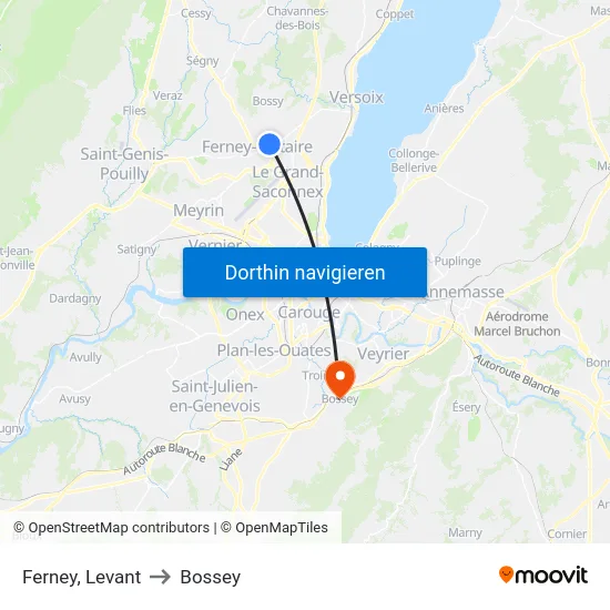Ferney, Levant to Bossey map