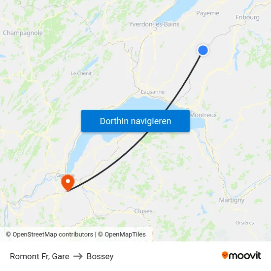 Romont Fr, Gare to Bossey map