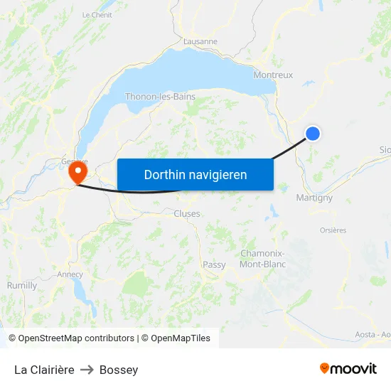 La Clairière to Bossey map