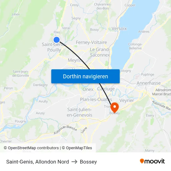 Saint-Genis, Allondon Nord to Bossey map