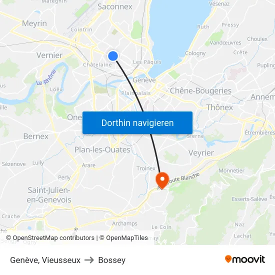 Genève, Vieusseux to Bossey map