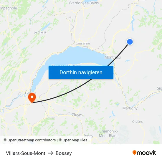 Villars-Sous-Mont to Bossey map