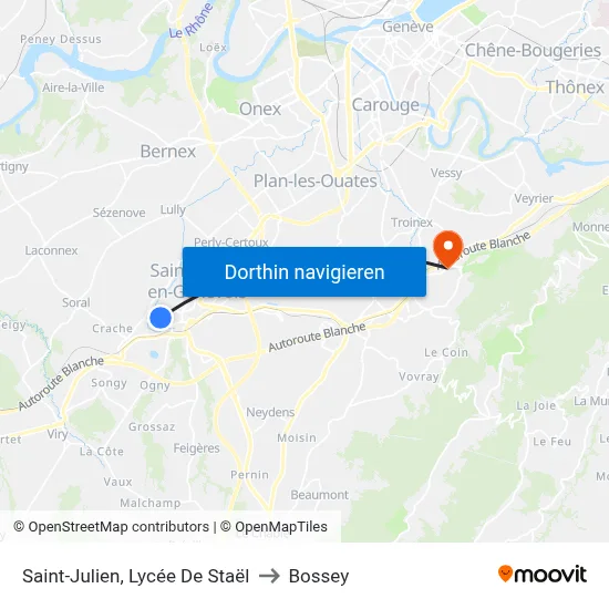 Saint-Julien, Lycée De Staël to Bossey map