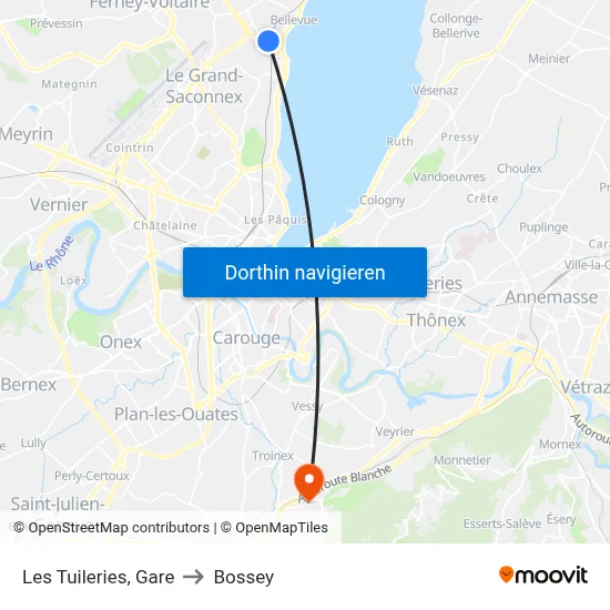 Les Tuileries, Gare to Bossey map