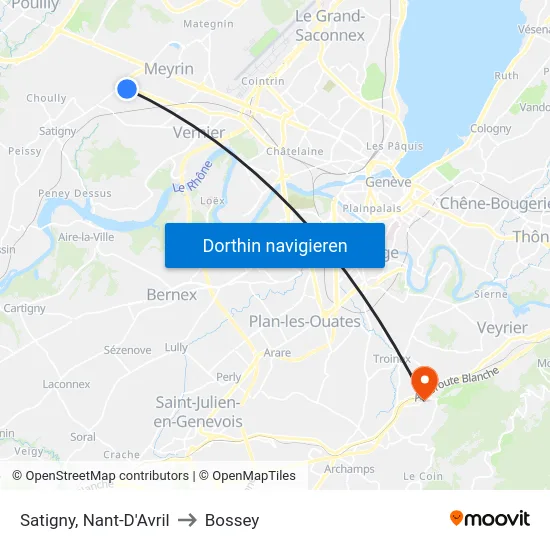 Satigny, Nant-D'Avril to Bossey map