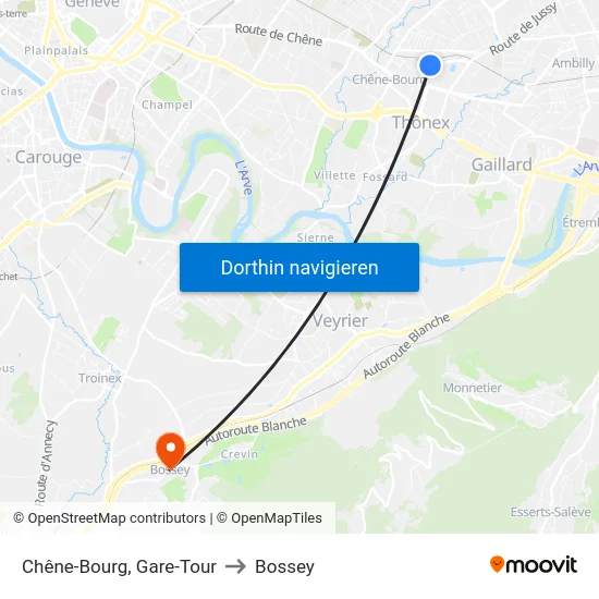 Chêne-Bourg, Gare-Tour to Bossey map