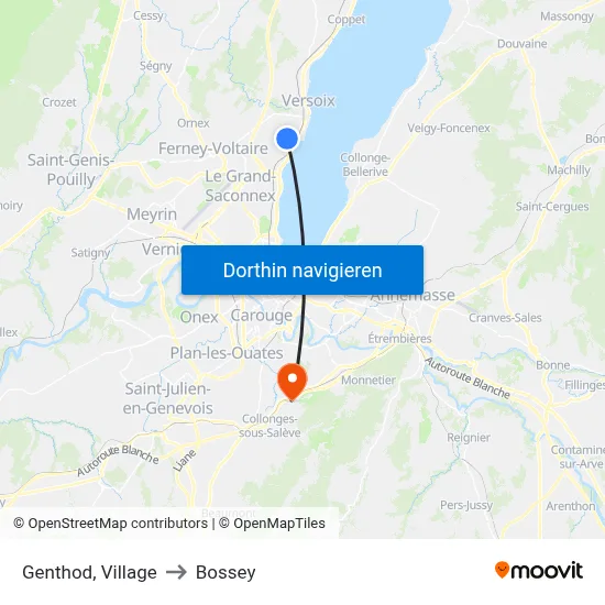 Genthod, Village to Bossey map
