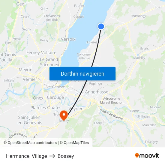 Hermance (Lac) to Bossey map