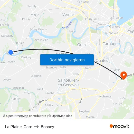 La Plaine, Gare to Bossey map
