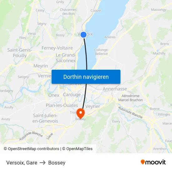 Versoix, Gare to Bossey map
