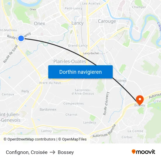 Confignon, Croisée to Bossey map