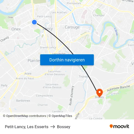 Petit-Lancy, Les Esserts to Bossey map