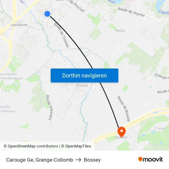 Carouge Ge, Grange-Collomb to Bossey map