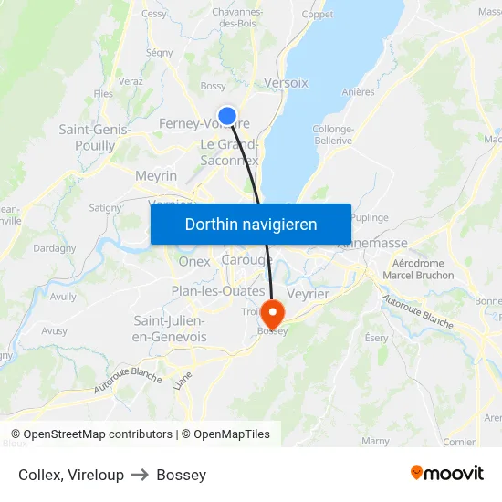 Collex, Vireloup to Bossey map