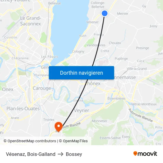 Vésenaz, Bois-Galland to Bossey map