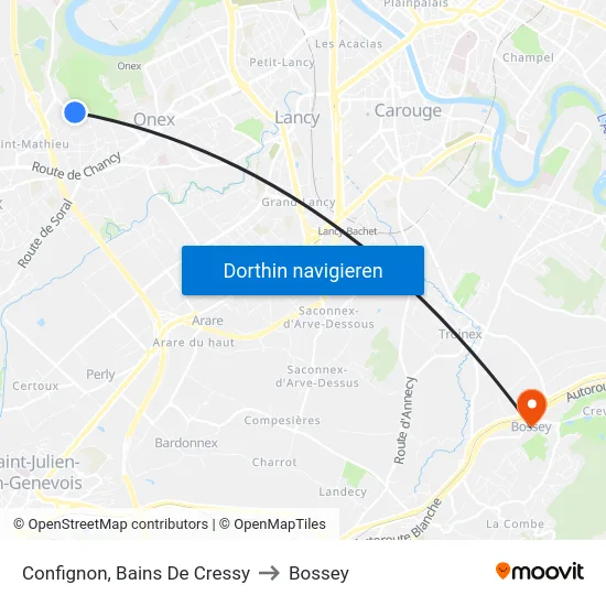 Confignon, Bains De Cressy to Bossey map
