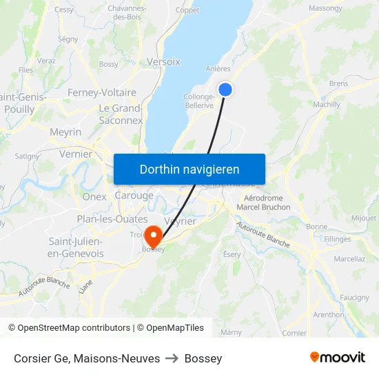 Corsier Ge, Maisons-Neuves to Bossey map