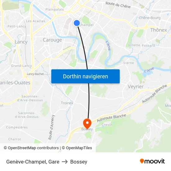 Genève-Champel, Gare to Bossey map