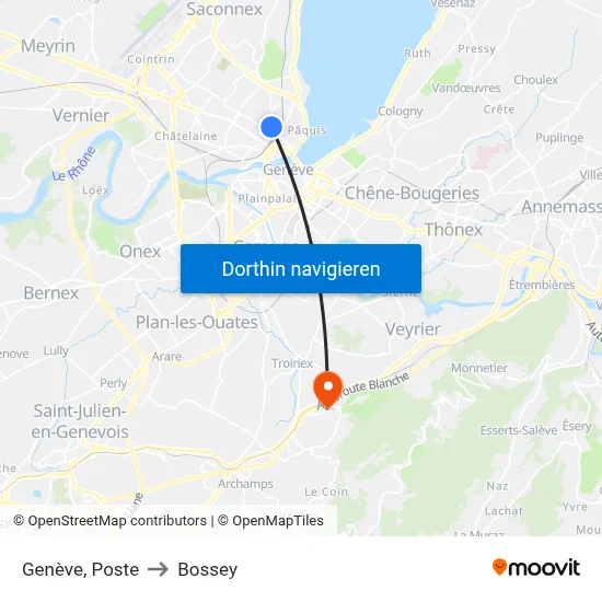Genève, Poste to Bossey map