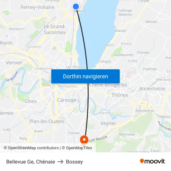 Bellevue Ge, Chênaie to Bossey map