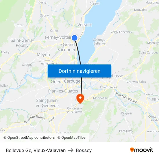 Bellevue Ge, Vieux-Valavran to Bossey map