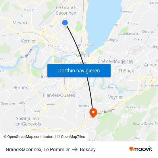 Grand-Saconnex, Le Pommier to Bossey map