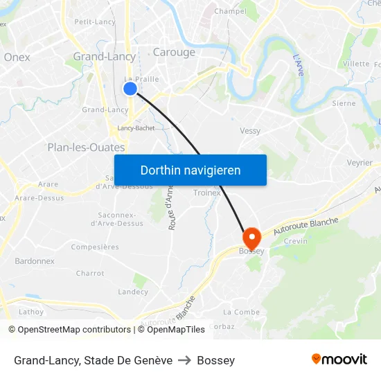 Grand-Lancy, Stade De Genève to Bossey map