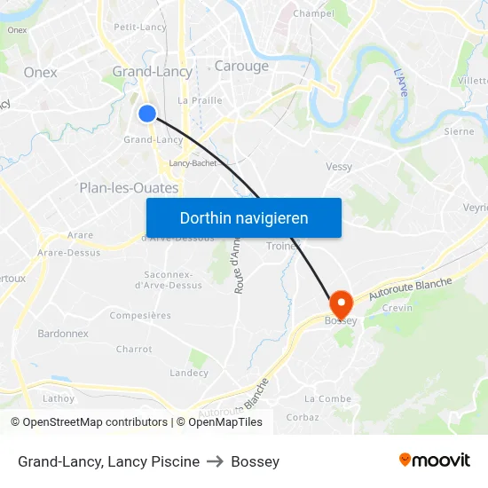 Grand-Lancy, Lancy Piscine to Bossey map