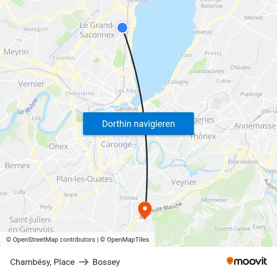 Chambésy, Place to Bossey map