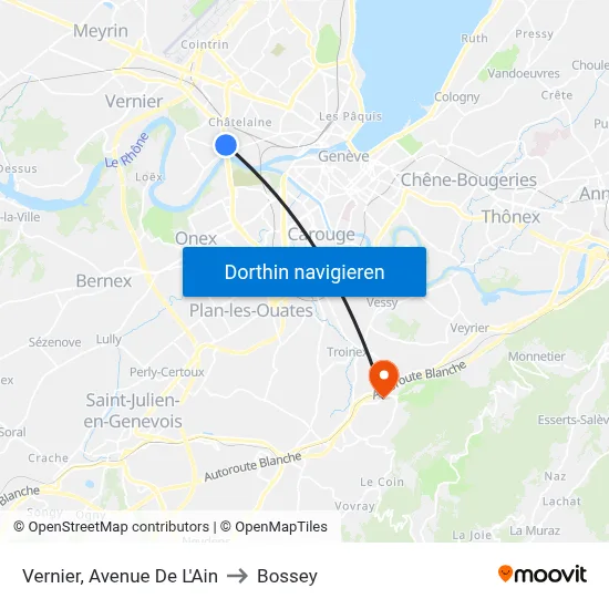 Vernier, Avenue De L'Ain to Bossey map
