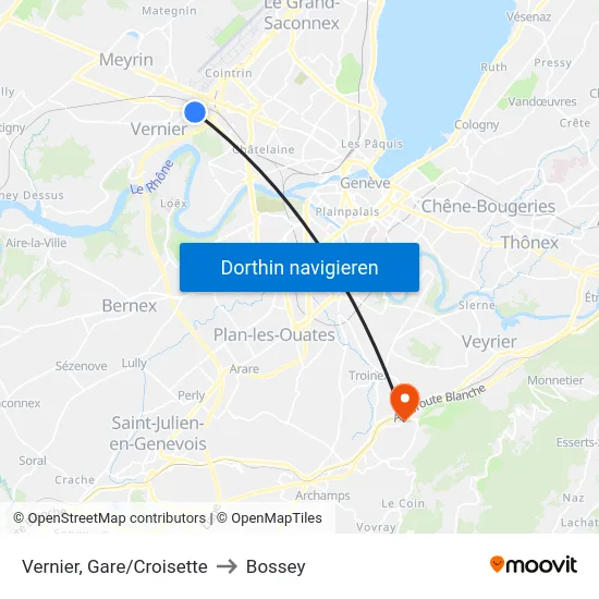 Vernier, Gare/Croisette to Bossey map