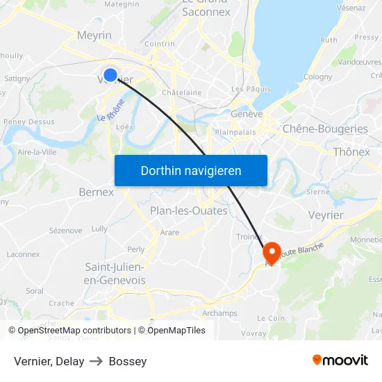 Vernier, Delay to Bossey map