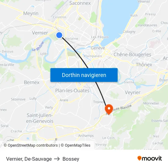 Vernier, De-Sauvage to Bossey map