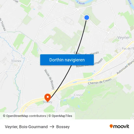 Veyrier, Bois-Gourmand to Bossey map